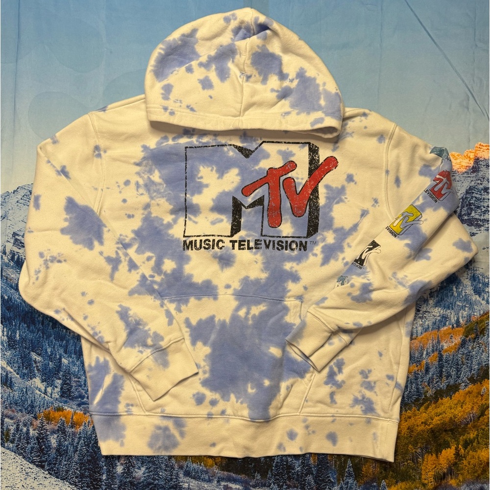 MTV Blue and White Tie-Dye Hoodie